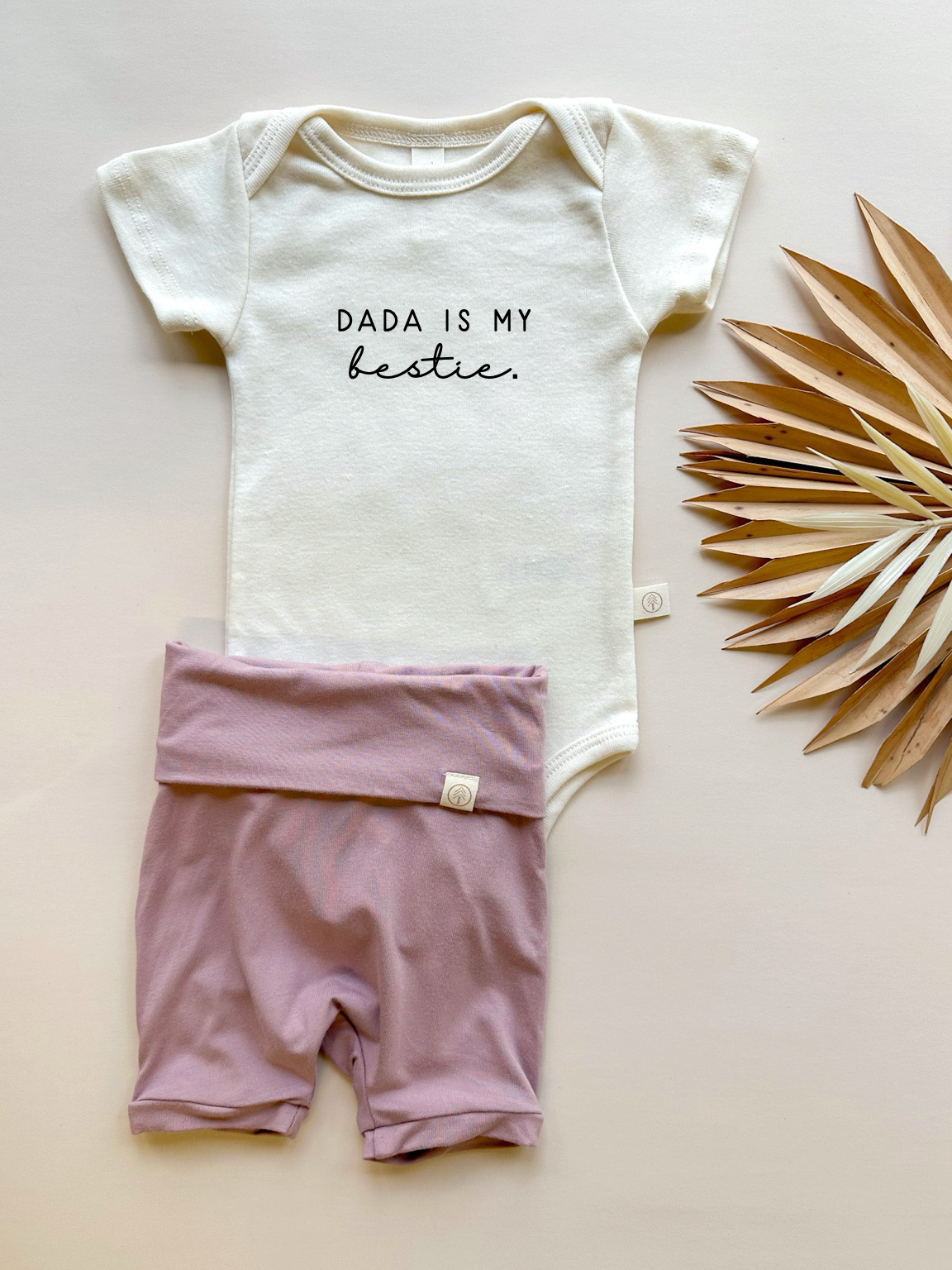 Dada Bestie | Bamboo Fold Over Shorties and Organic Cotton Bodysuit Set | Periwinkle