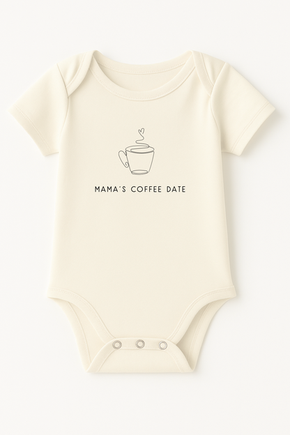 Mama's Coffee Date Organic Cotton Baby Bodysuit Short Sleeve