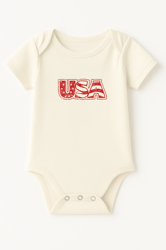 USA Organic Cotton Baby Bodysuit Short Sleeve