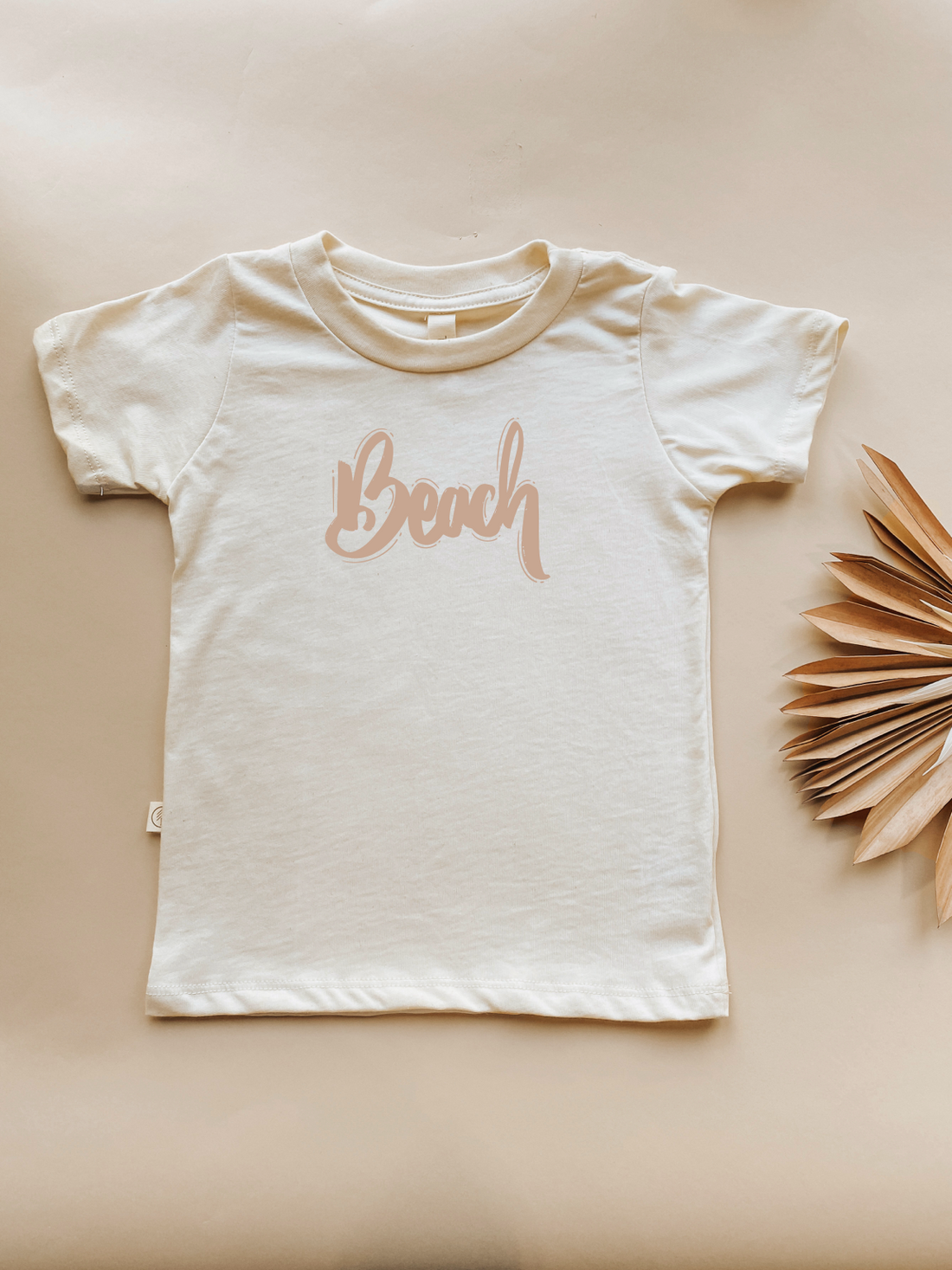 Toddler Crew Neck Tee | Beach in Almond | Organic Cotton
