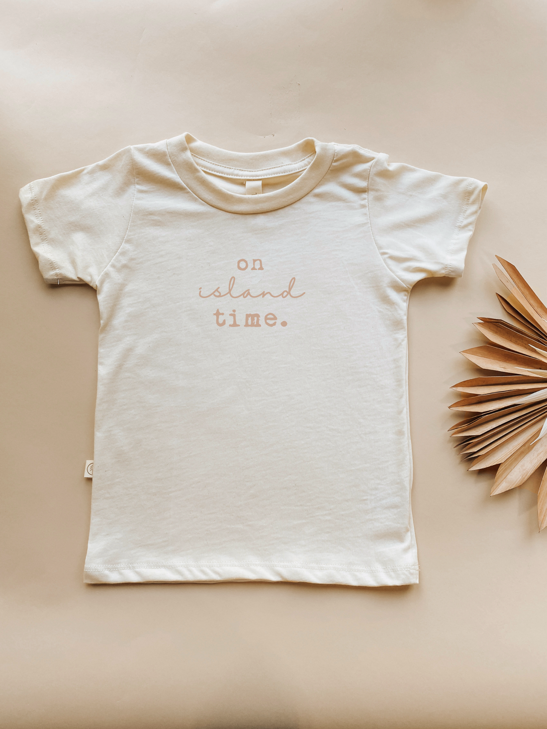 Toddler Crew Neck Tee | On Island Time in Almond | Organic Cotton