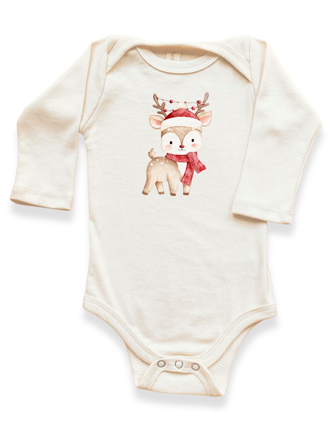 Christmas Reindeer Organic Baby Bodysuit Long Sleeve