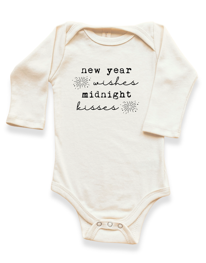 New Year Wishes Organic Baby Bodysuit Long Sleeve