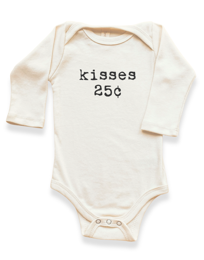 Kisses 25c Organic Baby Bodysuit Long Sleeve