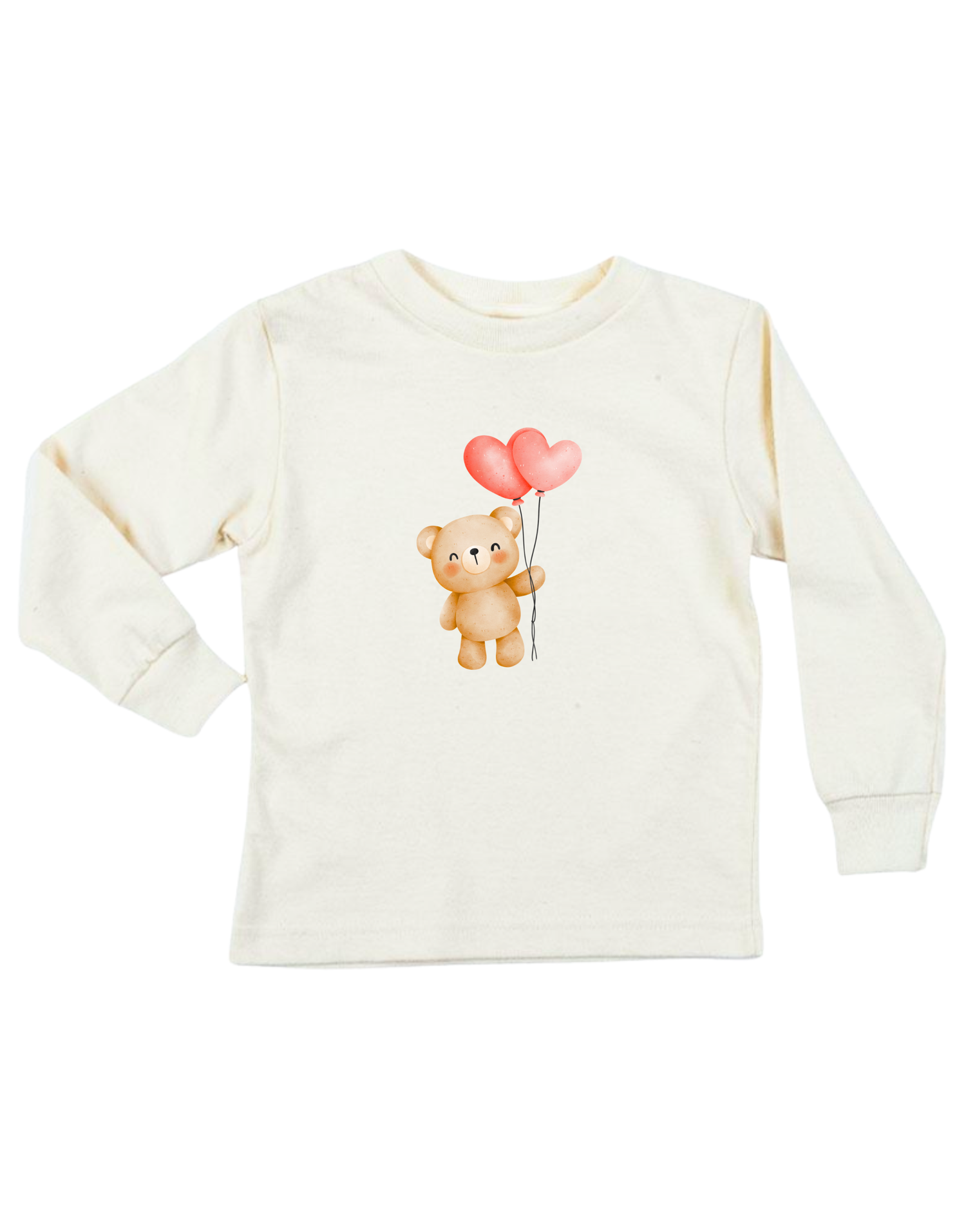 Heart Balloon Bear Organic Kids T-Shirt Long Sleeve