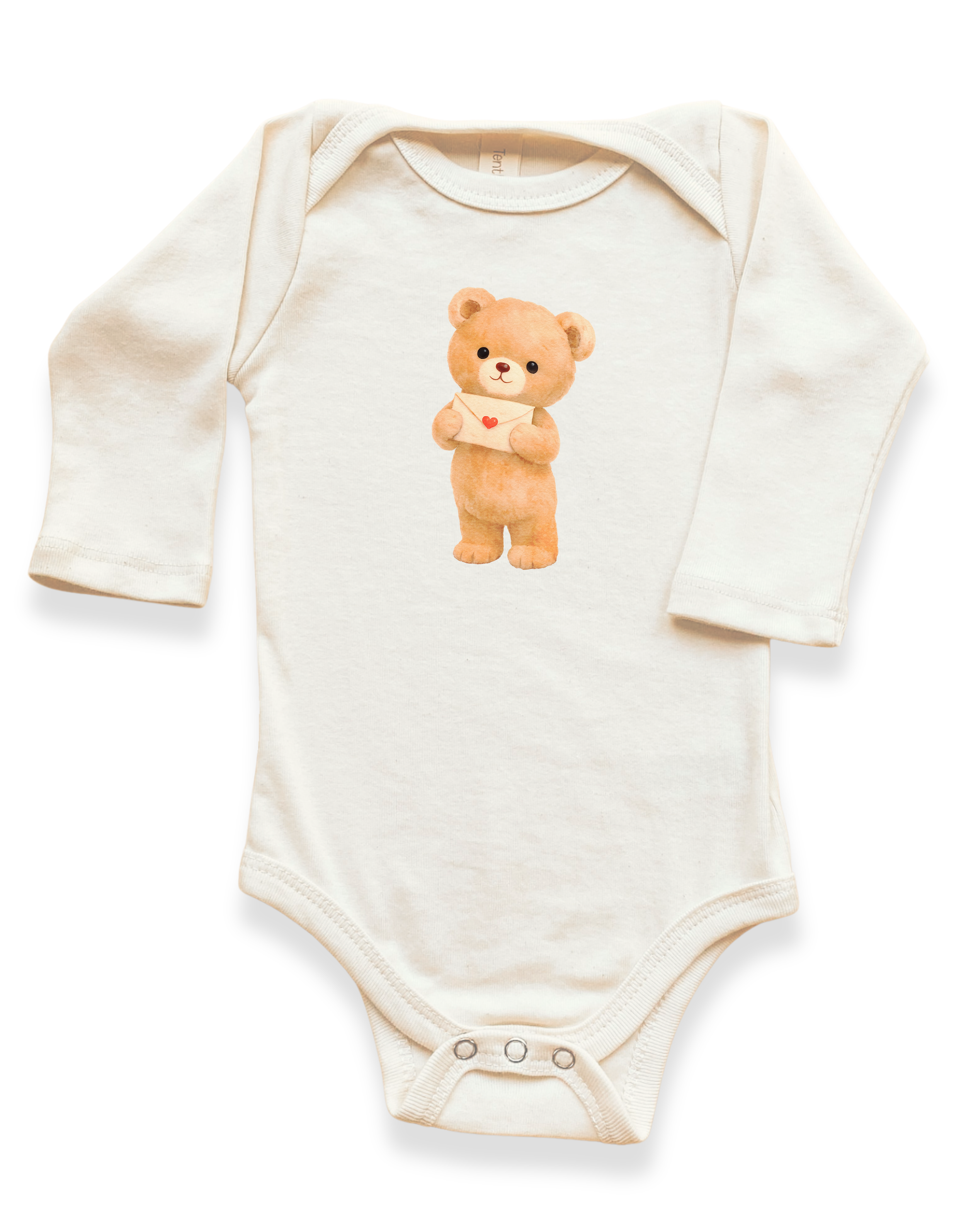Love Letter Bear Organic Baby Bodysuit Long Sleeve