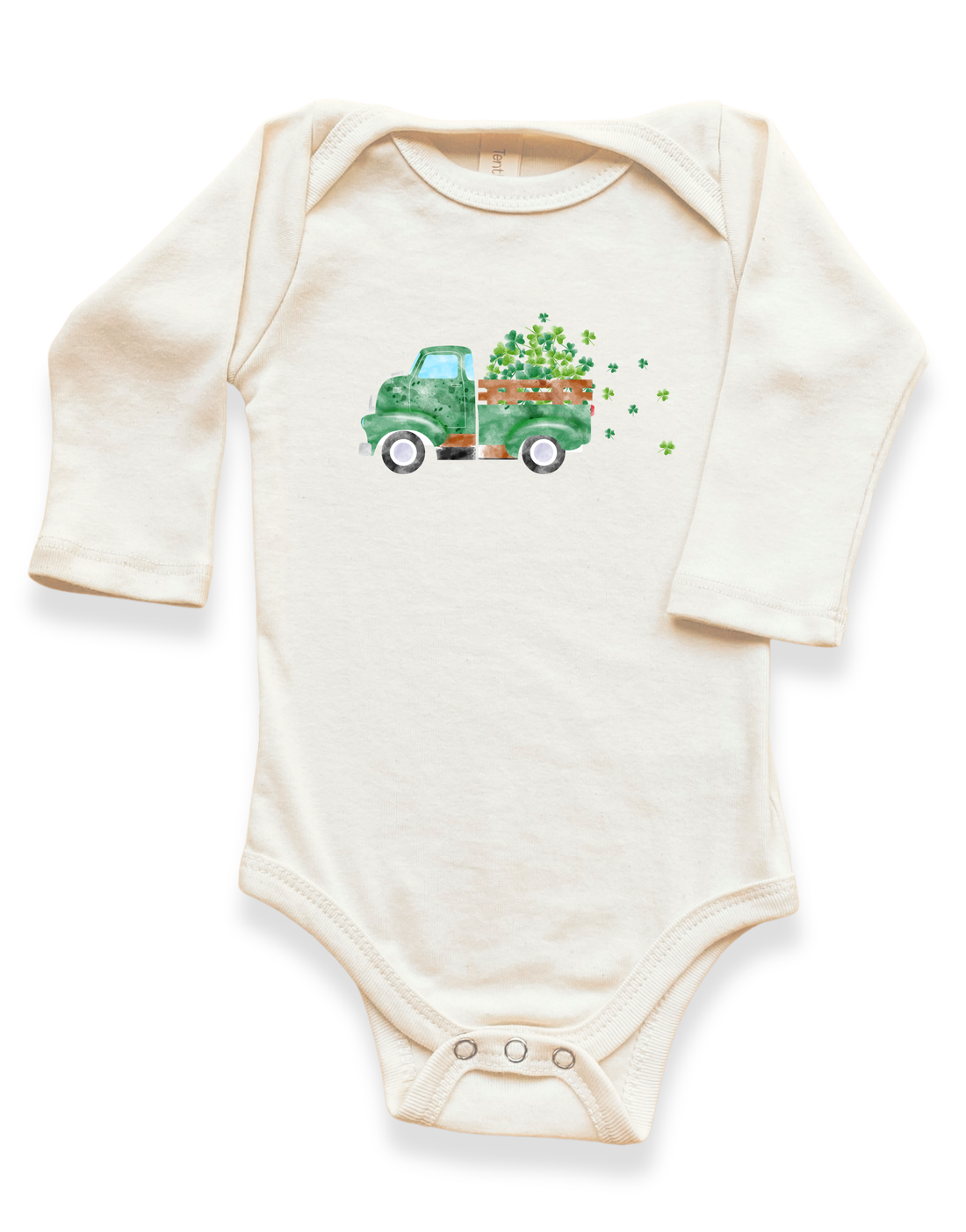 Shamrock Truck Organic Baby Bodysuit Long Sleeve