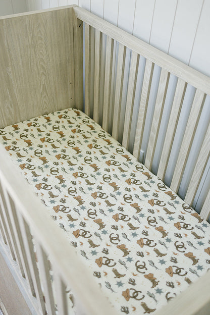 Outlaw Cowboy Muslin Crib Sheet