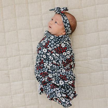 Americana Floral Ribbed Bamboo Head Wrap