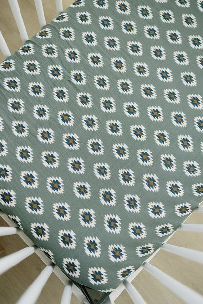 Southwest Aztec Muslin Crib Sheet