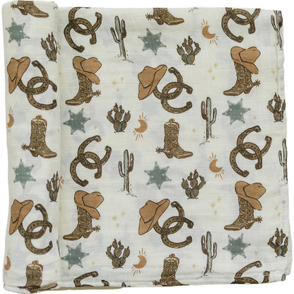 Outlaw Cowboy Muslin Swaddle Blanket