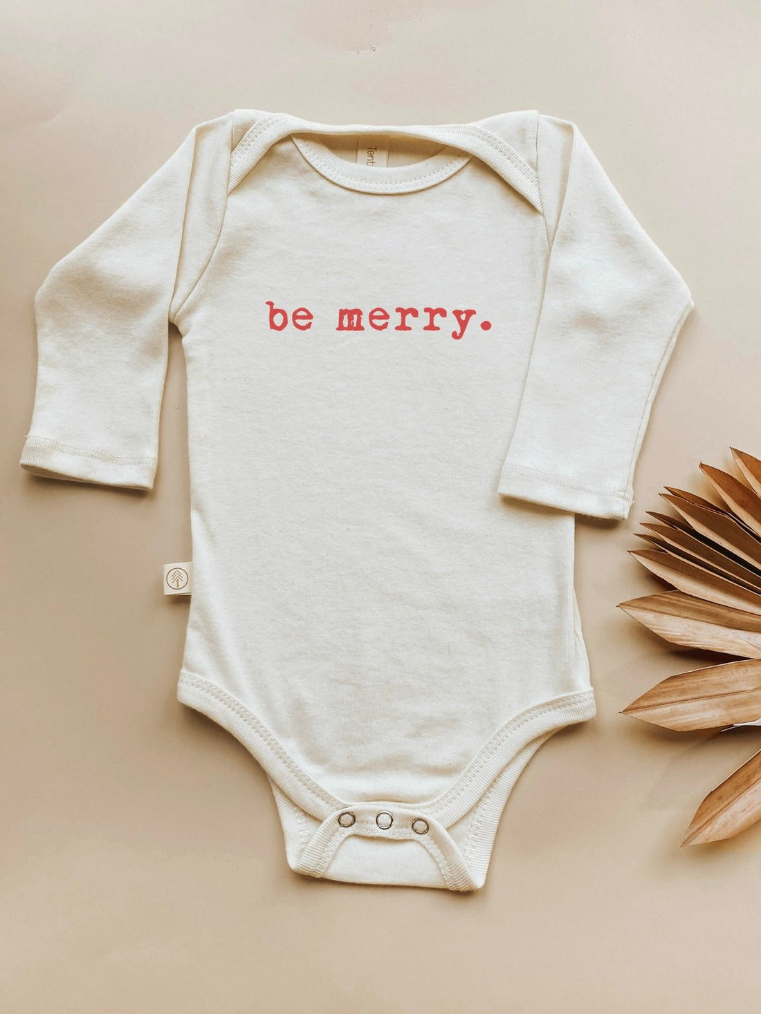 Baby Be Merry Graphic Long Sleeve Organic Bodysuit - Tenth &amp; Pine - Long Sleeve Onesie