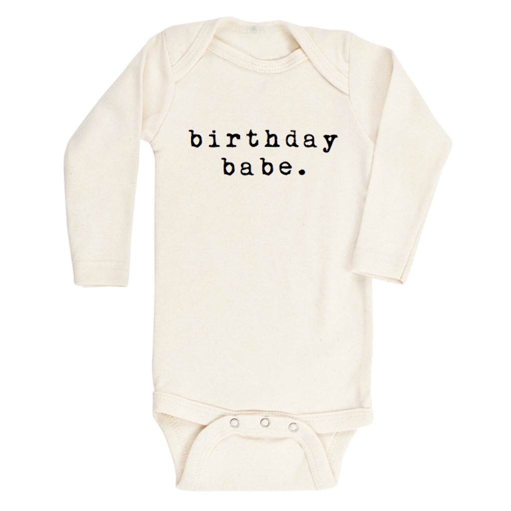 Baby Birthday Babe Graphic Long Sleeve Organic Bodysuit - Tenth &amp; Pine - Long Sleeve Onesie