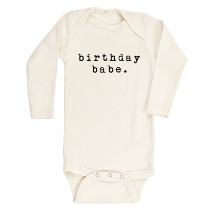 Baby Birthday Babe Graphic Long Sleeve Organic Bodysuit - Tenth &amp; Pine - Long Sleeve Onesie