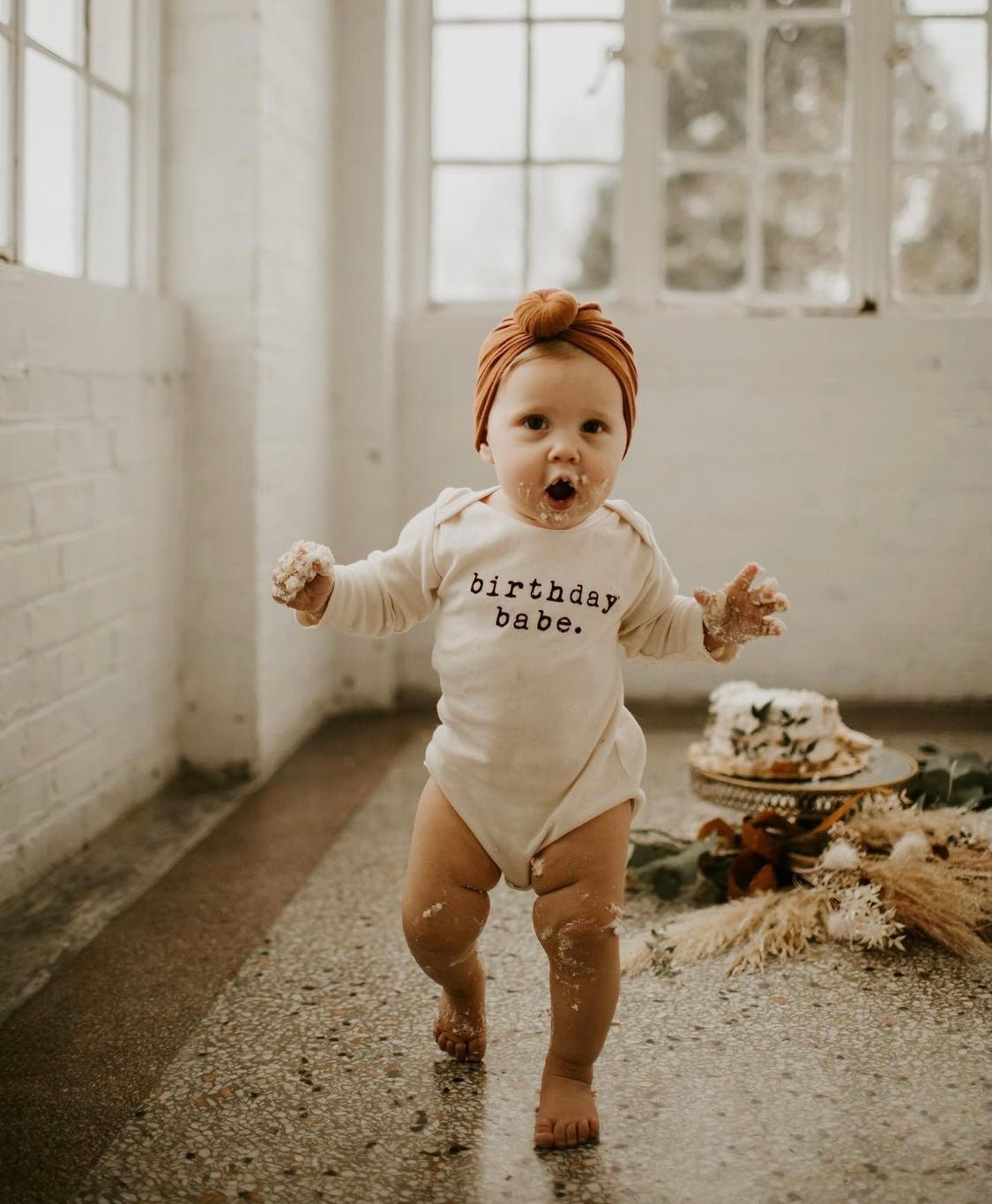 Baby birthday babe. Long - Sleeve Organic Cotton Bodysuit - Tenth &amp; Pine - Bodysuits - 0 - 3 M