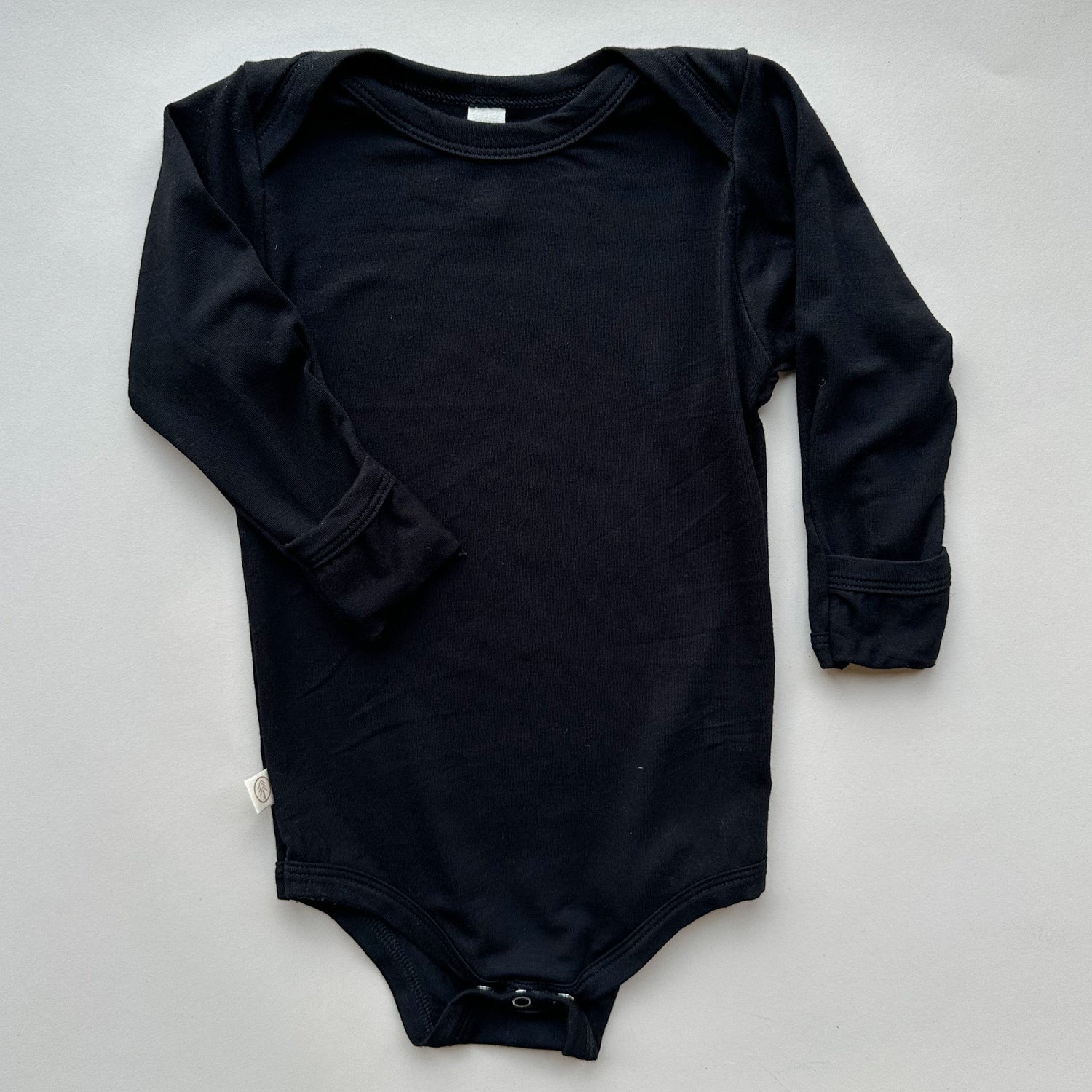 Baby Bodysuit with Mittens | Luxury Bamboo | Black - Tenth &amp; Pine - Bamboo Long Sleeve Tee - Bodysuit - 0 - 3M