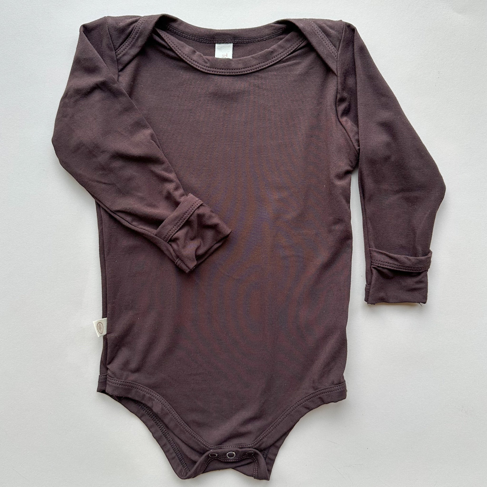 Baby Bodysuit with Mittens | Luxury Bamboo | Brown - Tenth &amp; Pine - Bamboo Long Sleeve Tee - Bodysuit - 0 - 3M