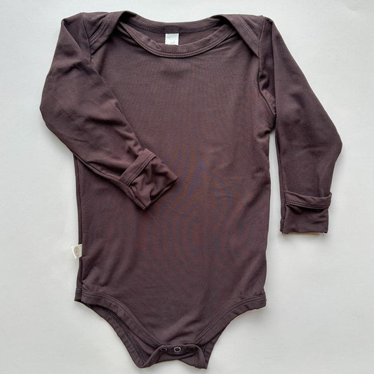 Baby Bodysuit with Mittens | Luxury Bamboo | Brown - Tenth & Pine - Bamboo Long Sleeve Tee - Bodysuit - 0 - 3M