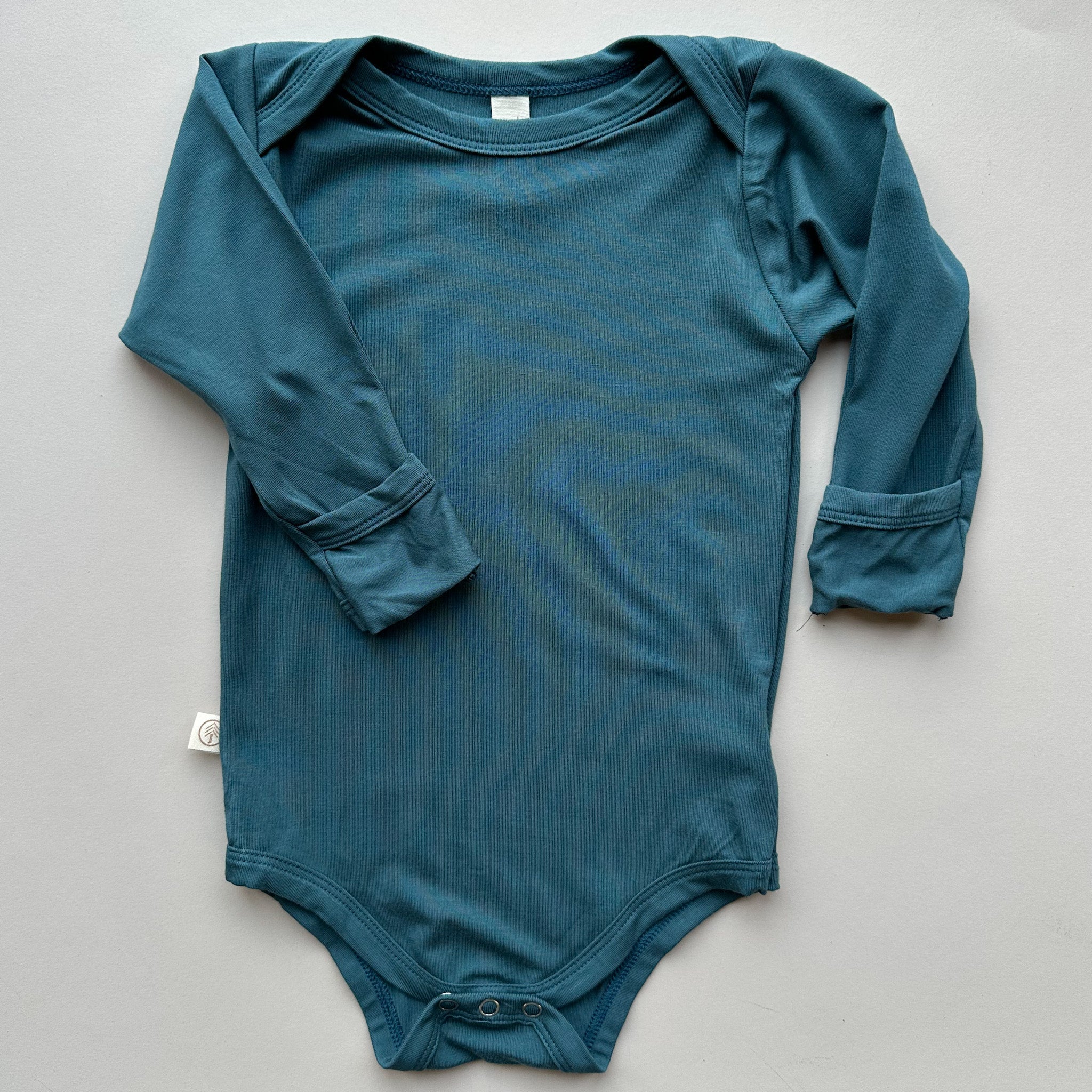 Baby Bodysuit with Mittens | Luxury Bamboo | Dark Teal - Tenth &amp; Pine - Bamboo Long Sleeve Tee - Bodysuit - 0 - 3M