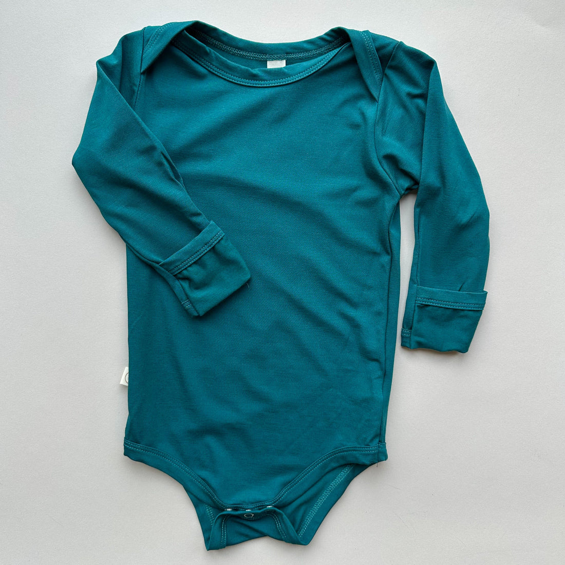 Baby Bodysuit with Mittens | Luxury Bamboo | Peacock - Tenth &amp; Pine - Bamboo Long Sleeve Tee - Bodysuit - 0 - 3M