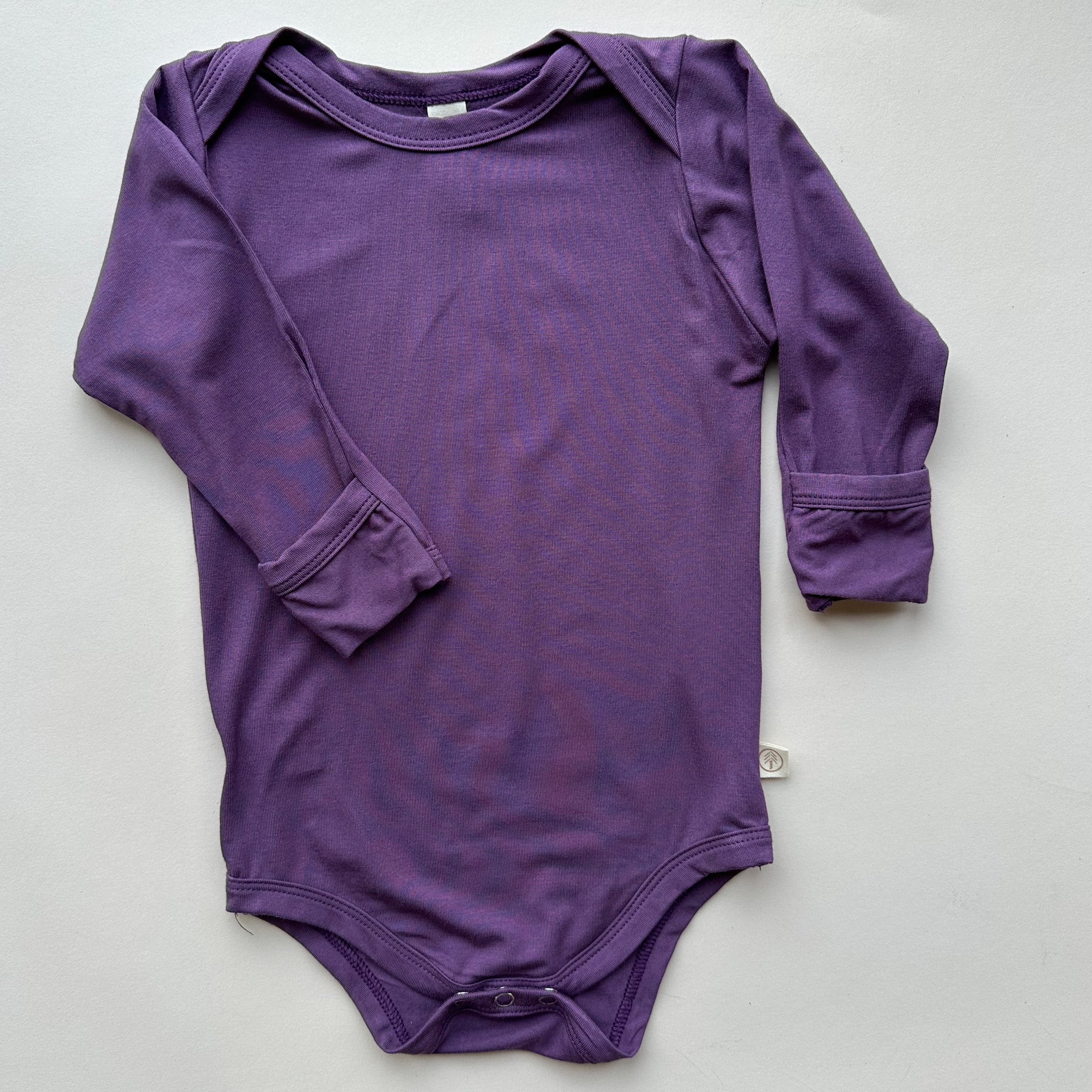 Baby Bodysuit with Mittens | Luxury Bamboo | Plum - Tenth &amp; Pine - Bamboo Long Sleeve Bodysuit - Bodysuit - 0 - 3M