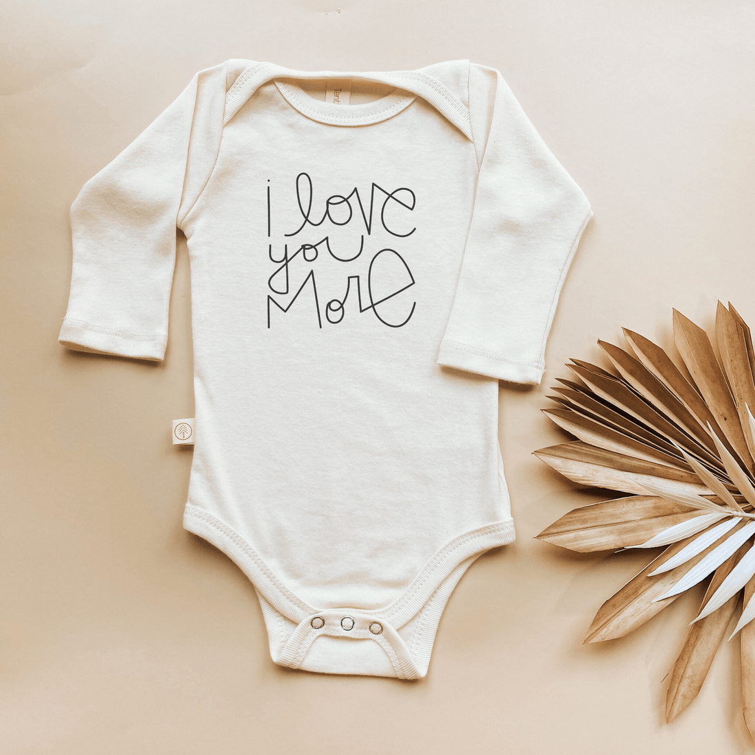 Baby I Love You More Long - Sleeve Organic Cotton Bodysuit - Tenth &amp; Pine - Long Sleeve Onesie - Black - 0 - 3 M