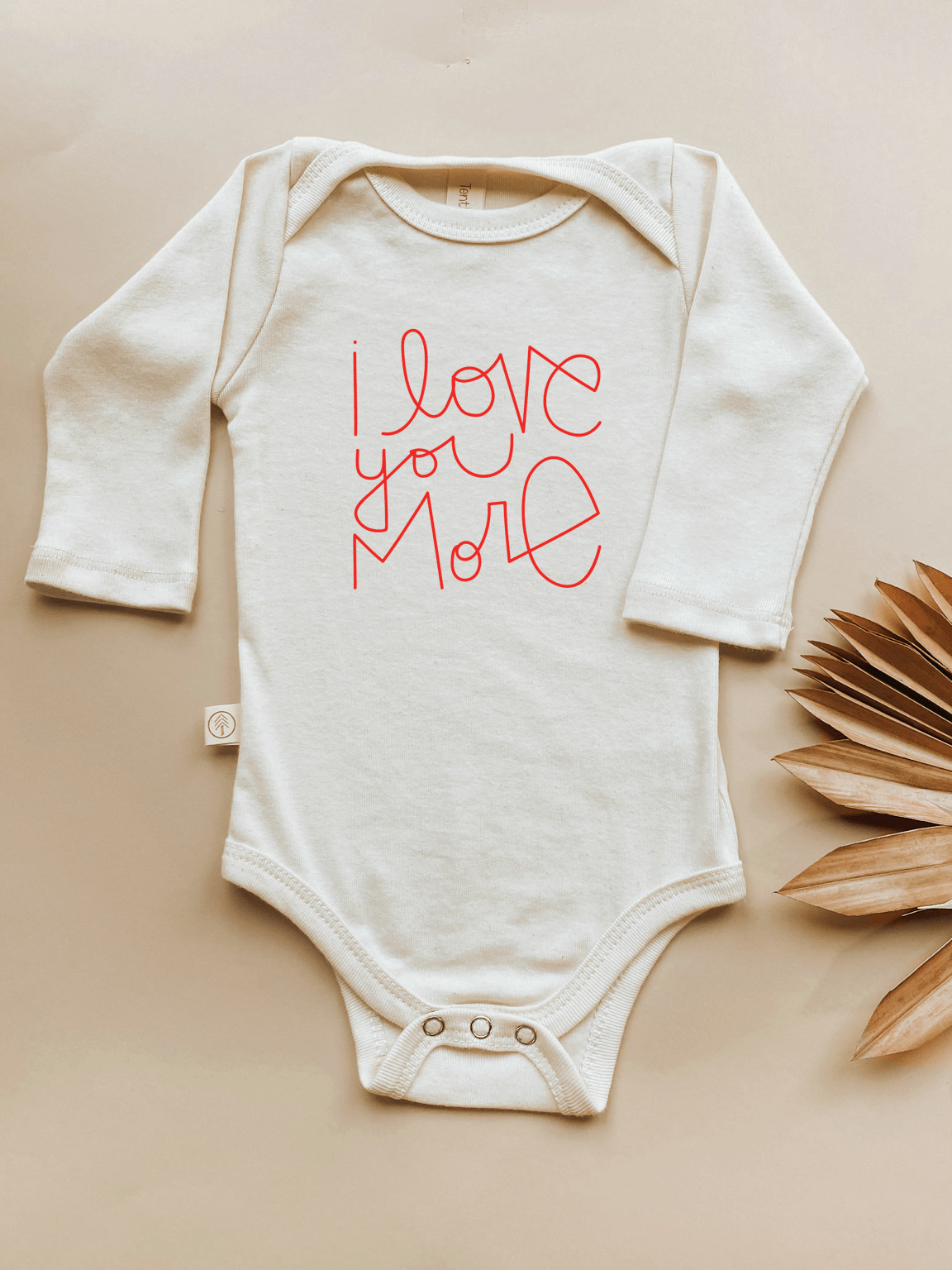 Baby I Love You More Long - Sleeve Organic Cotton Bodysuit - Tenth &amp; Pine - Long Sleeve Onesie