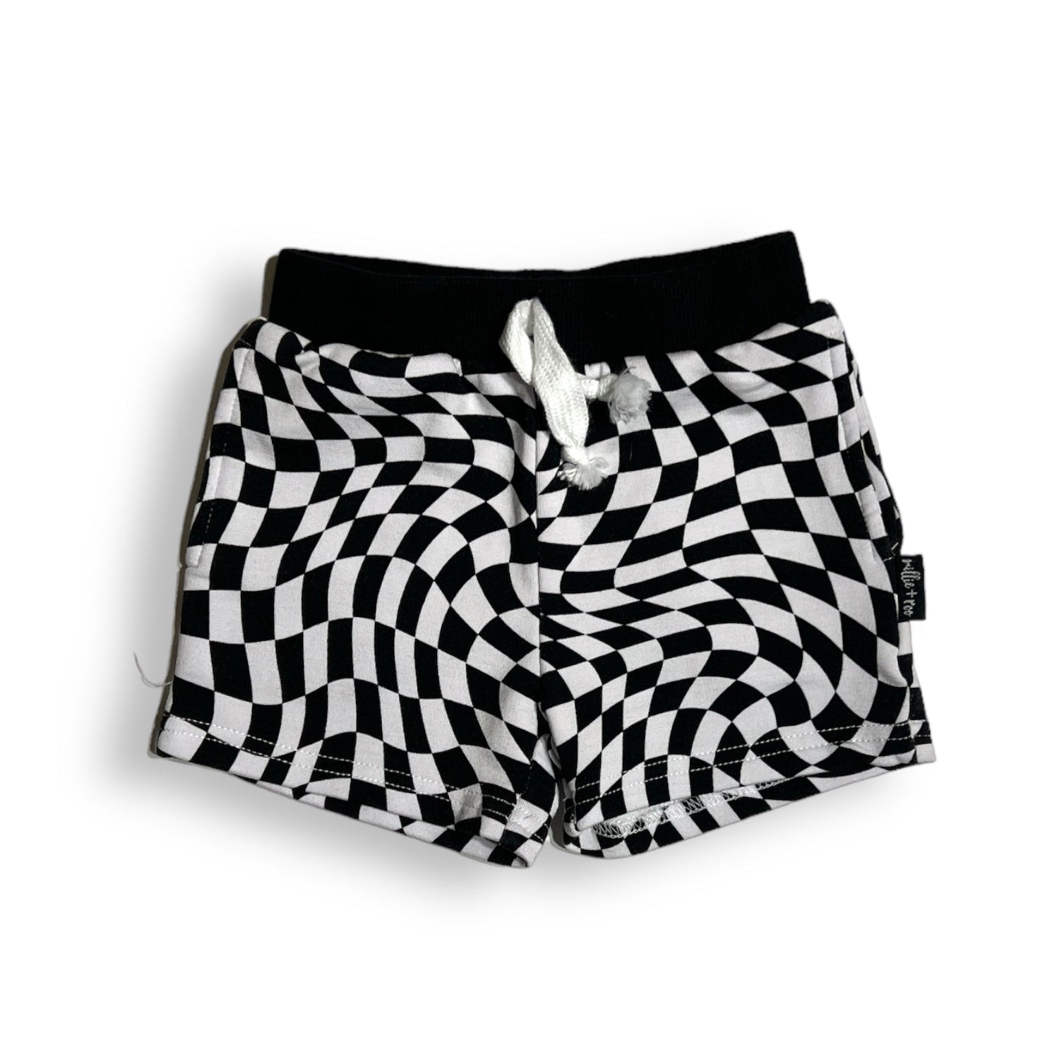 BAMBOO JOGGER SHORTS - Black Dizzy Check - Tenth &amp; Pine - jogger shorts - 0/6M