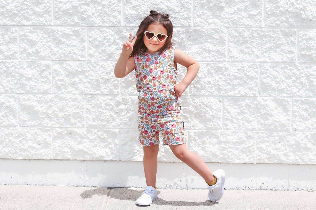 BAMBOO JOGGER SHORTS - Groovy Summer - Tenth & Pine - jogger shorts - 0/6M