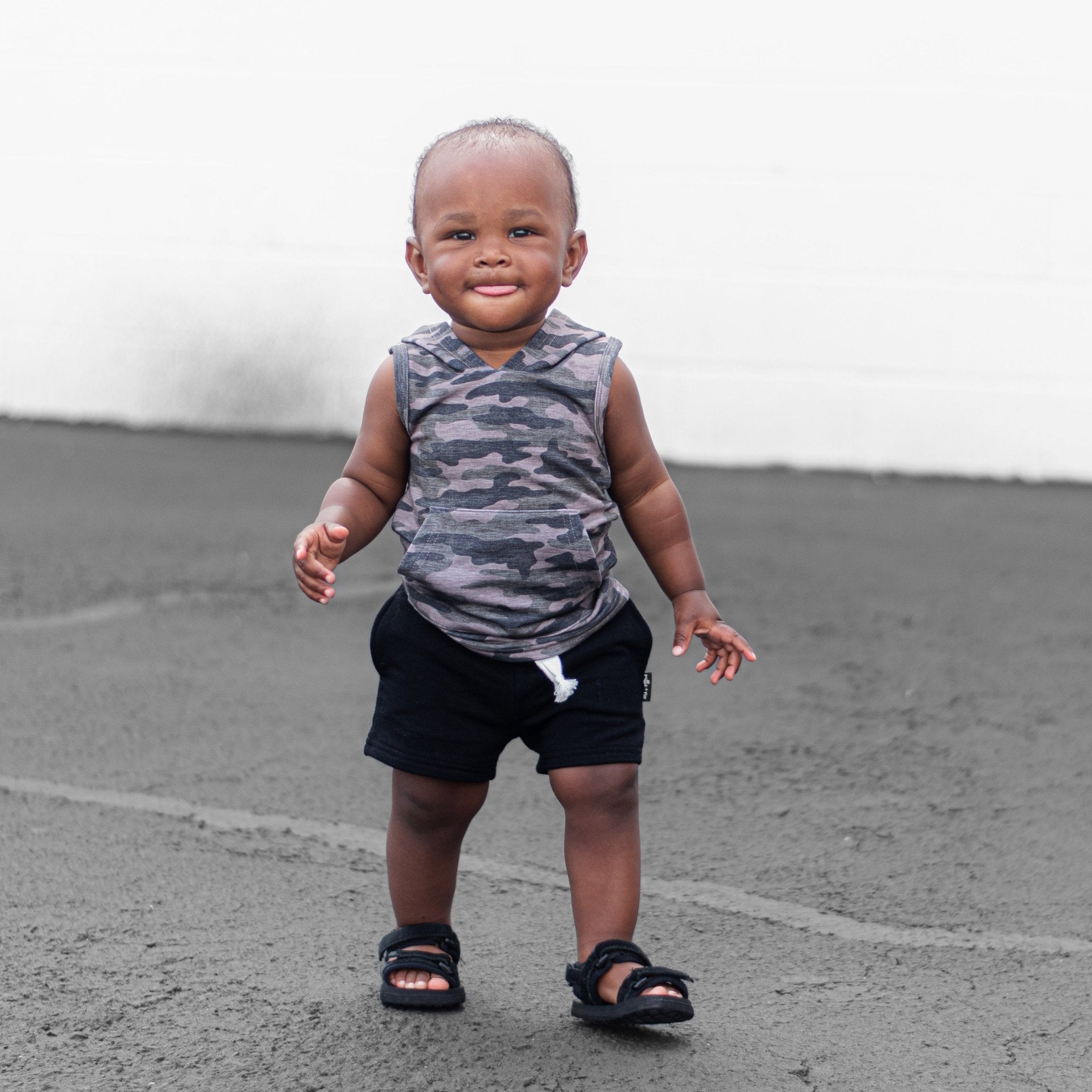 BAMBOO JOGGER SHORTS - Midnight Black - Tenth &amp; Pine - jogger shorts - 0/6M