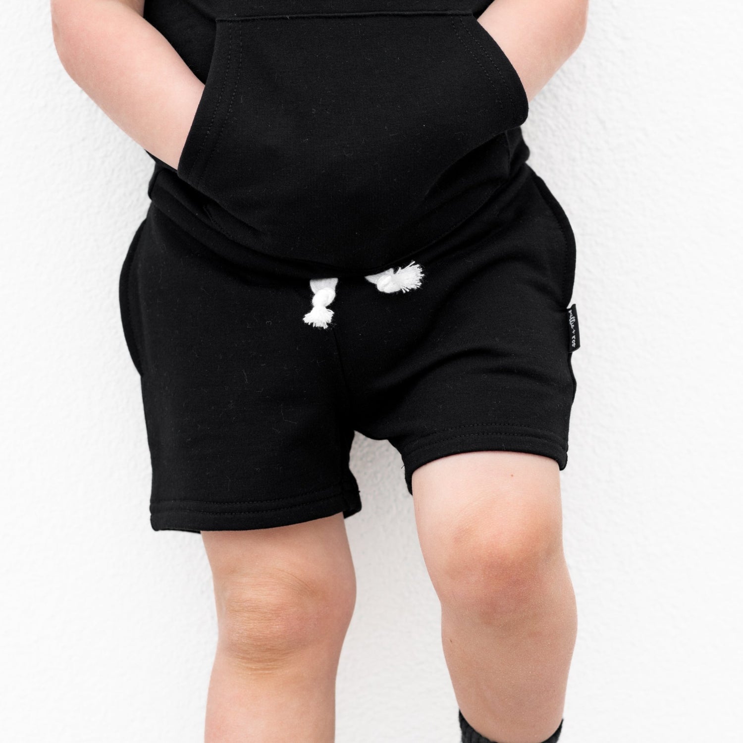 BAMBOO JOGGER SHORTS - Midnight Black - Tenth &amp; Pine - jogger shorts - 0/6M