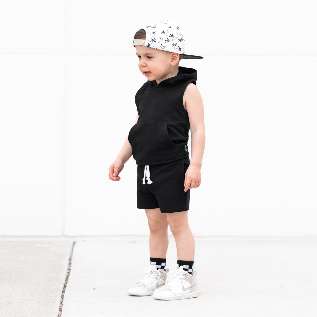 BAMBOO JOGGER SHORTS - Midnight Black - Tenth & Pine - jogger shorts - 0/6M