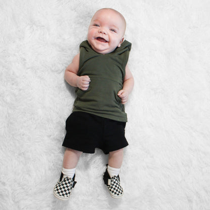 BAMBOO JOGGER SHORTS - Midnight Black - Tenth &amp; Pine - jogger shorts - 0/6M