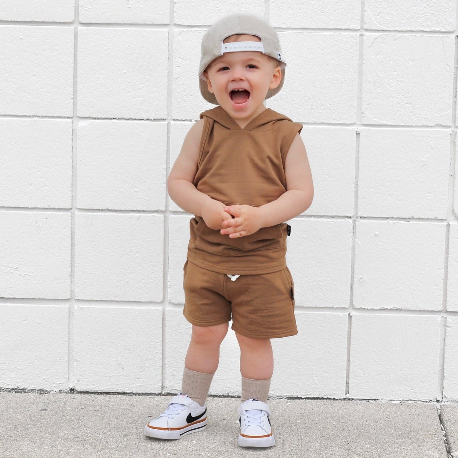 BAMBOO JOGGER SHORTS - Mocha - Tenth &amp; Pine - jogger shorts - 0/6M