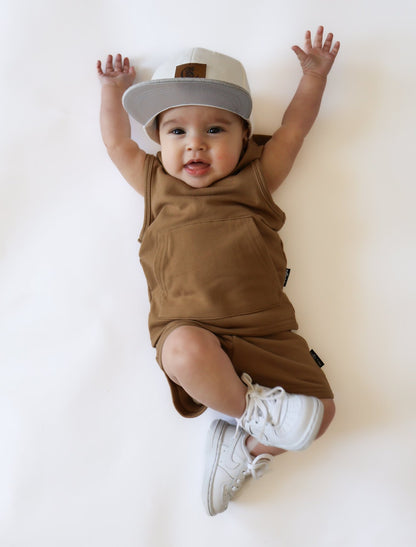 BAMBOO JOGGER SHORTS - Mocha - Tenth &amp; Pine - jogger shorts - 0/6M