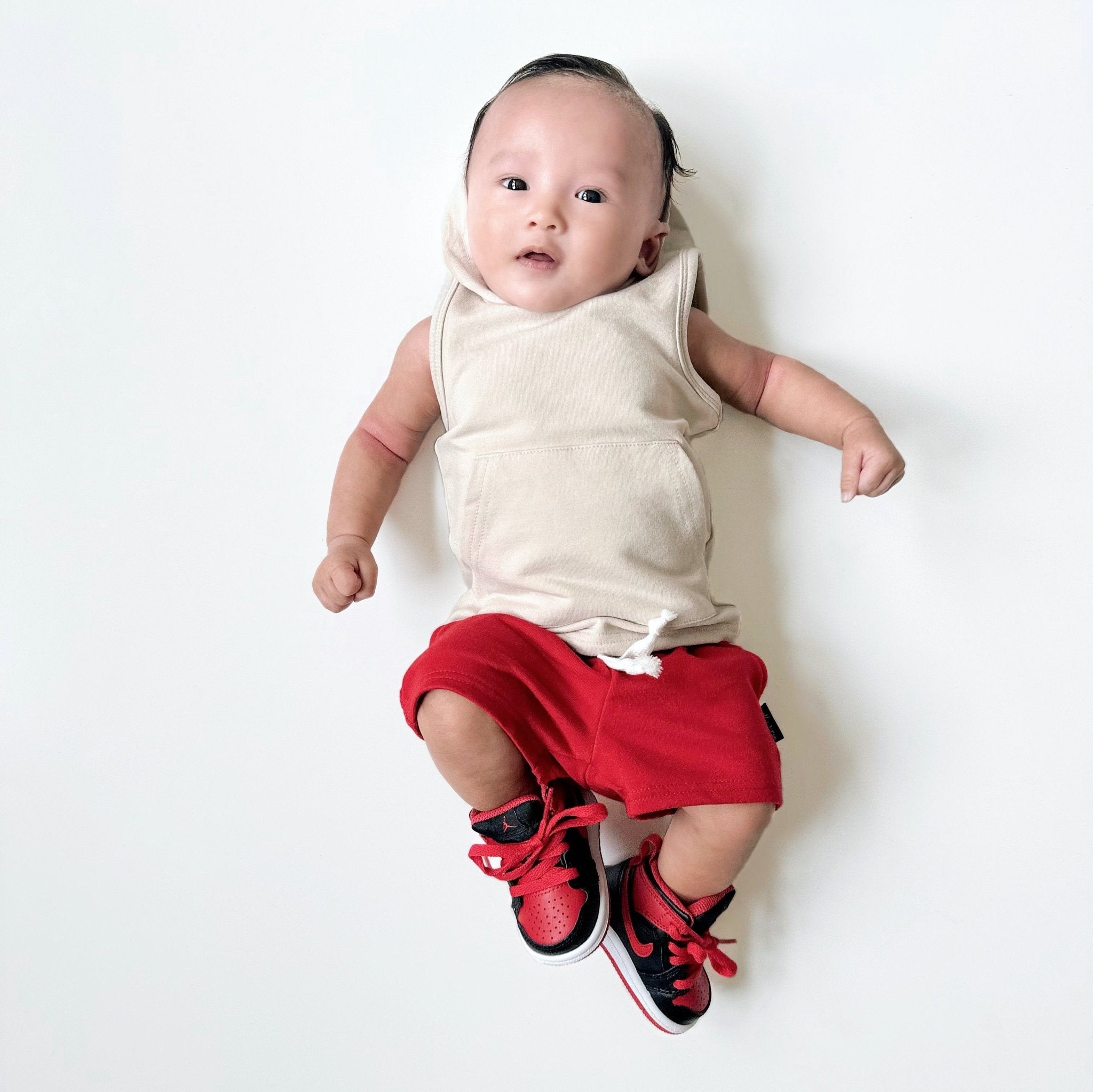 BAMBOO JOGGER SHORTS - Red - Tenth &amp; Pine - jogger shorts - 0/6M