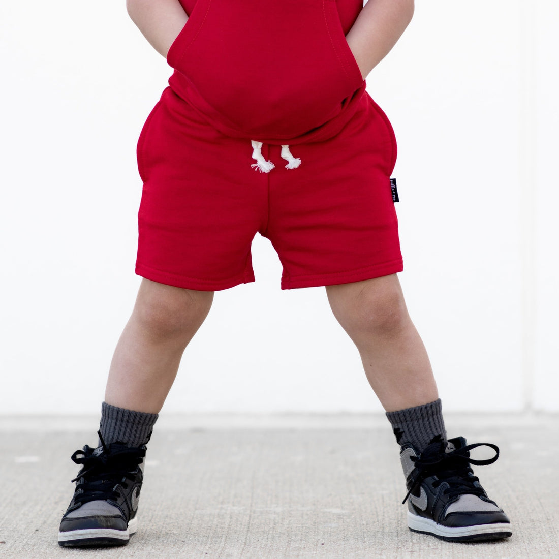 BAMBOO JOGGER SHORTS - Red - Tenth &amp; Pine - jogger shorts - 0/6M