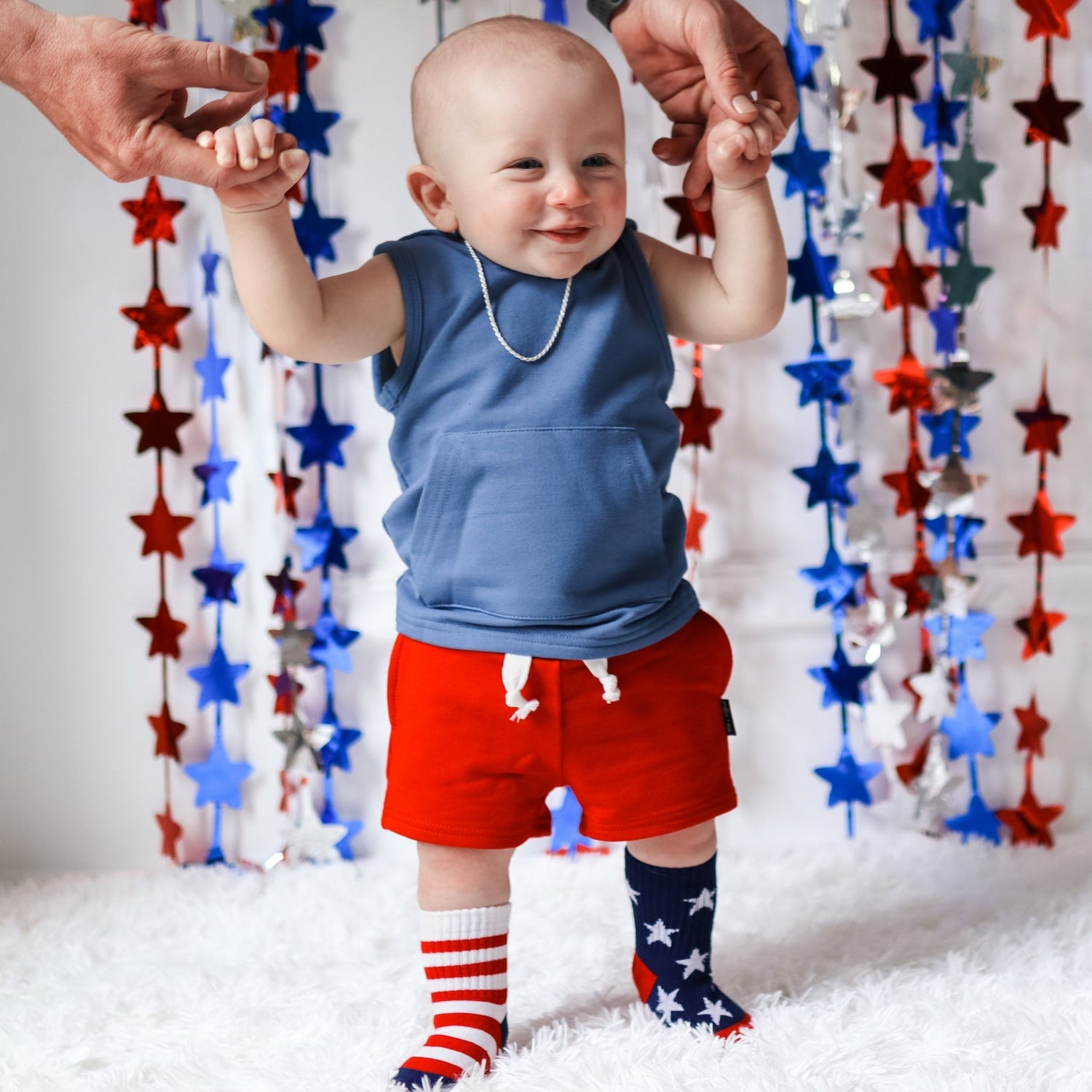 BAMBOO JOGGER SHORTS - Red - Tenth &amp; Pine - jogger shorts - 0/6M