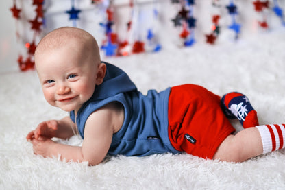 BAMBOO JOGGER SHORTS - Red - Tenth &amp; Pine - jogger shorts - 0/6M