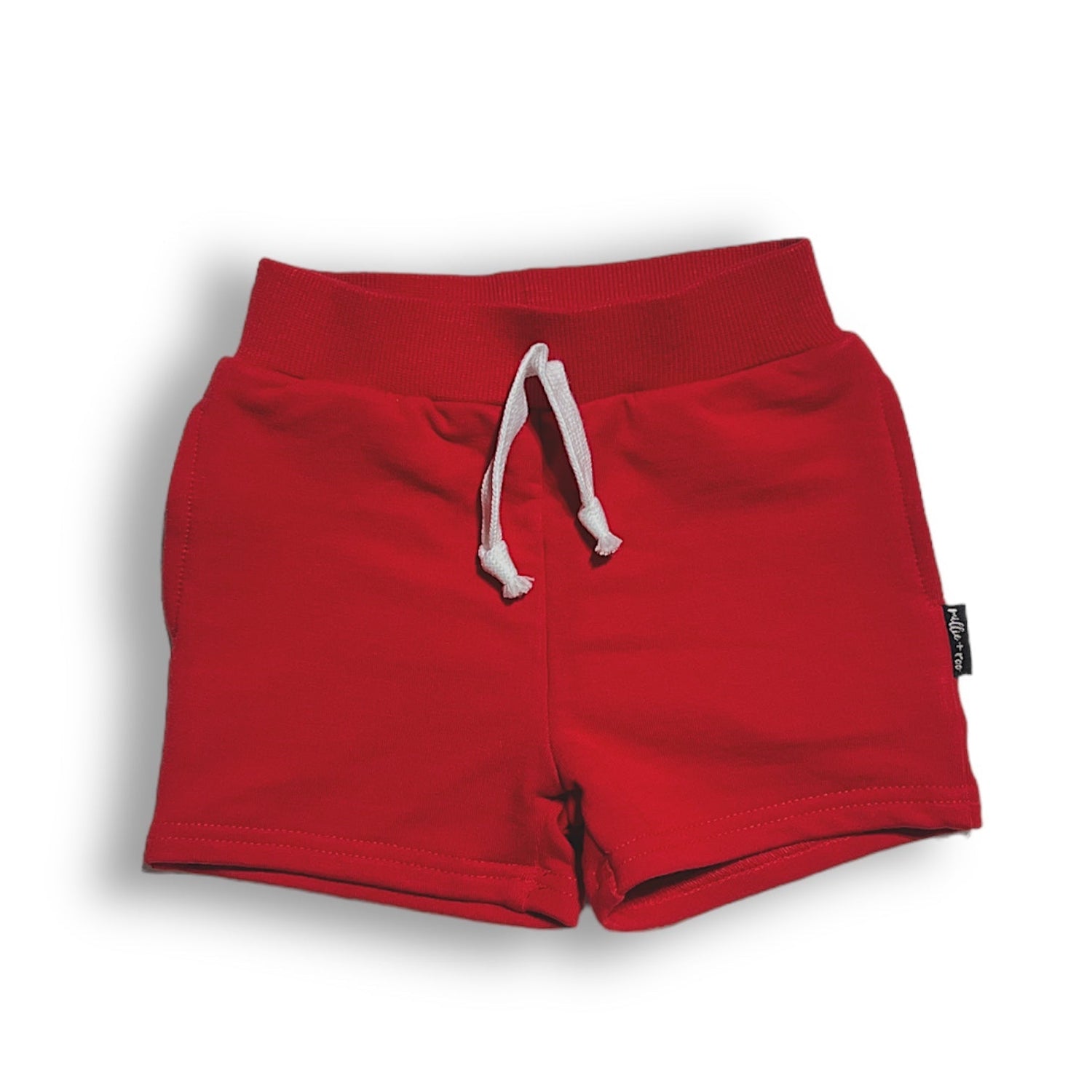 BAMBOO JOGGER SHORTS - Red - Tenth &amp; Pine - jogger shorts - 0/6M