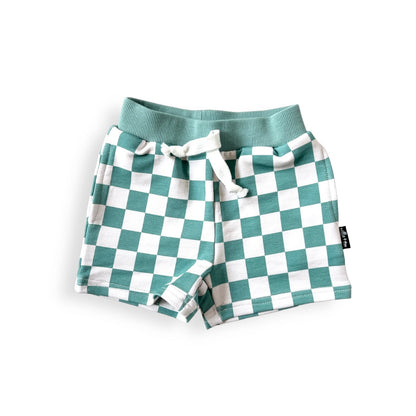 BAMBOO JOGGER SHORTS - Sage Check - Tenth &amp; Pine - jogger shorts - 0/6M