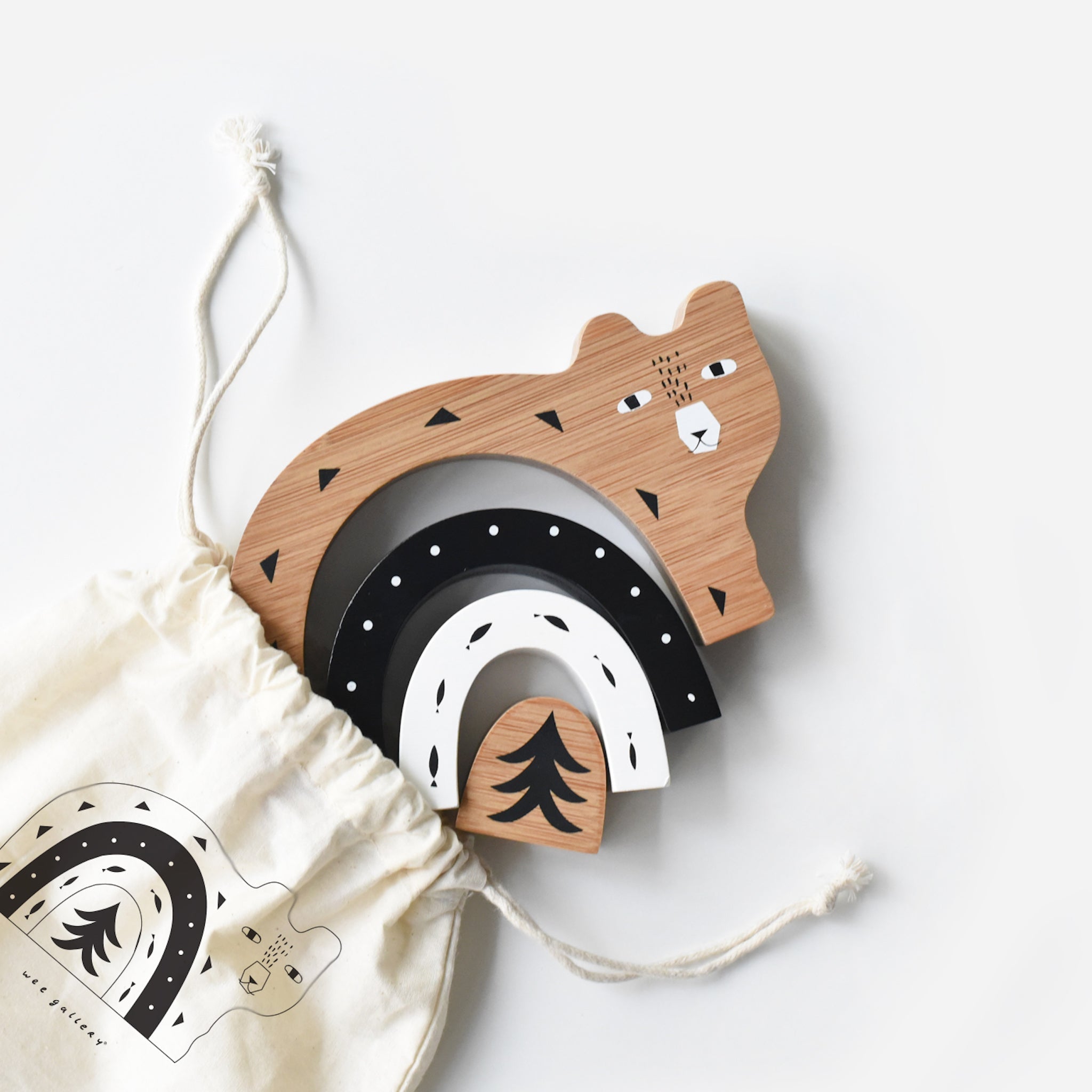 Bamboo Nesting Bear Wooden Toy - Tenth &amp; Pine - Wooden Toys - 