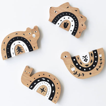 Bamboo Nesting Bear Wooden Toy - Tenth &amp; Pine - Wooden Toys - 