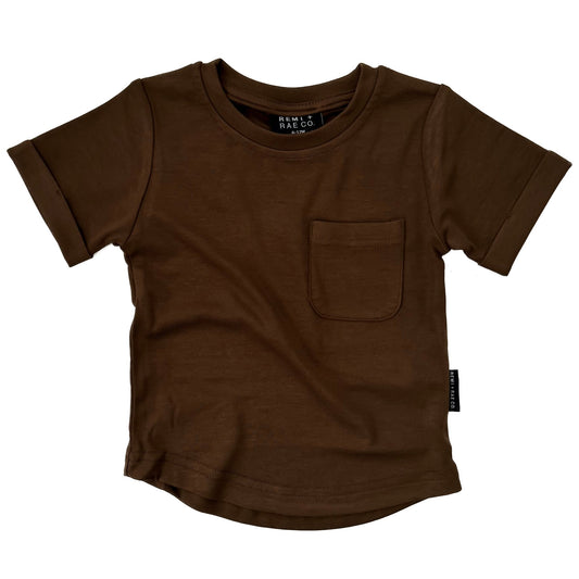 BAMBOO POCKET TEE - CHOCOLATE - Tenth & Pine - 3 - 6M