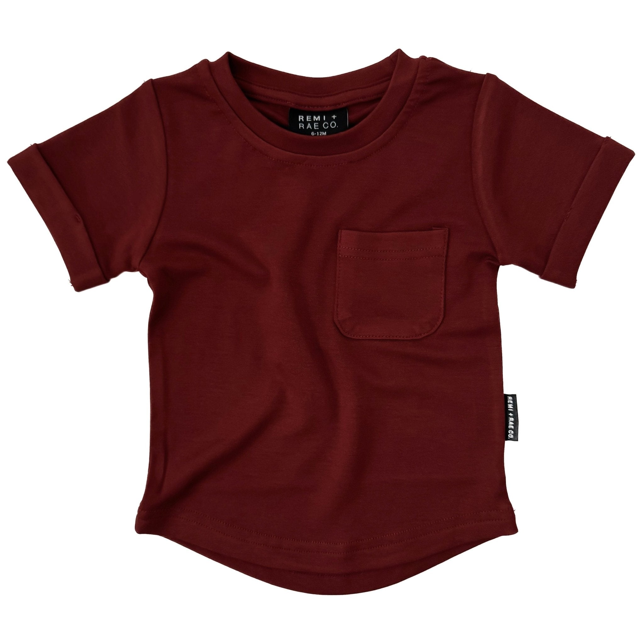 BAMBOO POCKET TEE - WINE - Tenth &amp; Pine - 3 - 6M