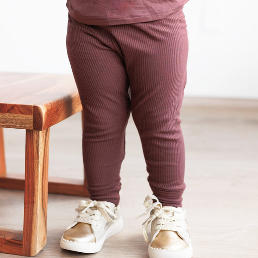 BAMBOO RIB LEGGINGS - Black Cherry - Tenth & Pine - leggings - 0/6m