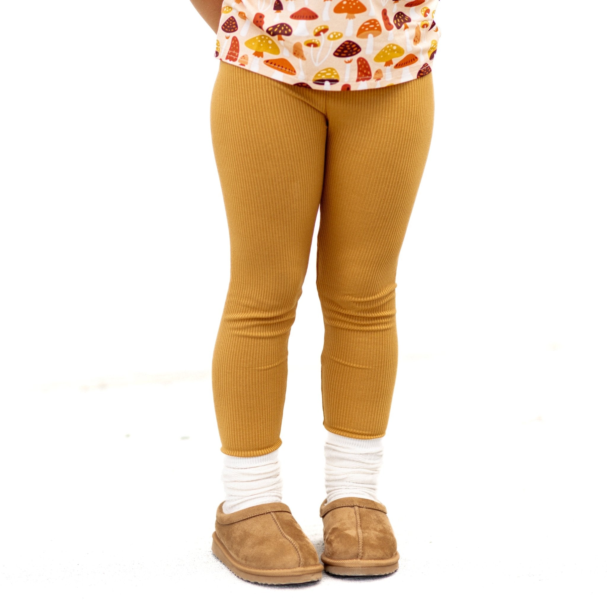 BAMBOO RIB LEGGINGS - Honey Mustard - Tenth &amp; Pine - leggings - 0/6m