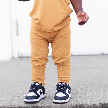 BAMBOO RIB LEGGINGS - Honey Mustard - Tenth &amp; Pine - leggings - 0/6m