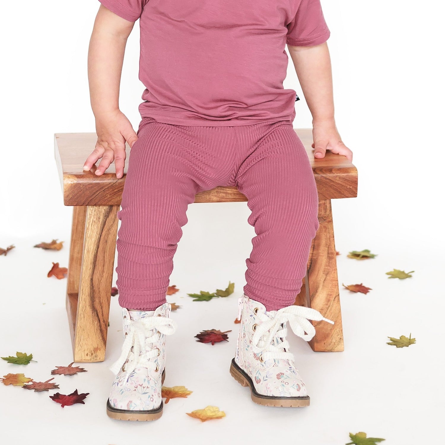 BAMBOO RIB LEGGINGS - Mauve - Tenth &amp; Pine - leggings - 0/6m