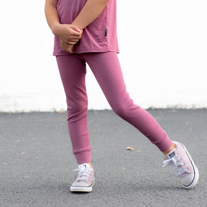 BAMBOO RIB LEGGINGS - Mauve - Tenth &amp; Pine - leggings - 0/6m